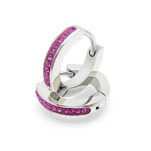 Kristall-Creolen von Bungsa Hochwertige Damen-Ohrringe Pink Edelstahl-Creolen für den perfekten Auftritt Creolen-Pink