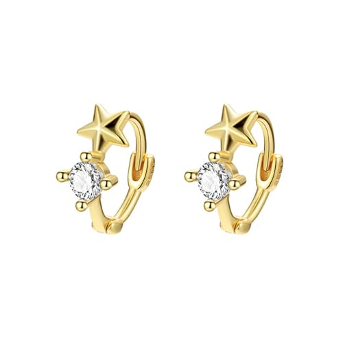 Niedliche CZ-Stern-Knorpel-Mini-Creolen für Damen Teenager Mädchen empfindliches Ohr S925er-Sterlingsilber zierliche Tragus-Huggie-Reifen hypoallergen Schmuck Geschenke Sterling Silber