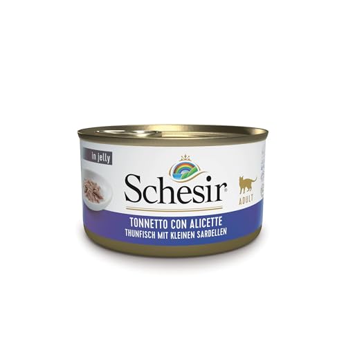 Schesir Cat Jelly Thunfisch mit Sardelle Katzenfutter nass in Gelee 24x 85 g