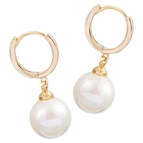 ifundom Perlenohrringe Damen 1 Paar Tropfenförmige Statement Ohrringe Goldfarbene Creolen mit Hautfreundlichen Perlen für Party Alltag