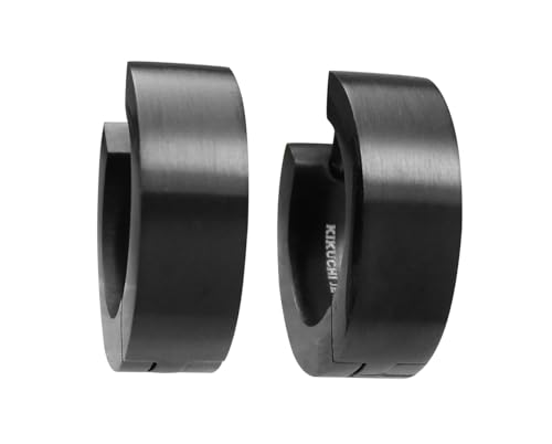 Kikuchi Ohrringe Titan Stäbchen Edelstahl Hoop Klapp Creolen Schwarz Gebürstet Kantig 12 18 8 Größen für Damen Herren 5 15