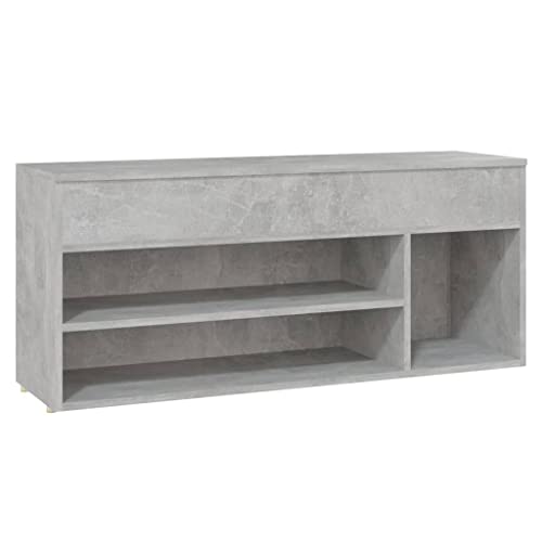 vidaXL Schuhbank Sitzbank Bank Sitztruhe Schuhschrank Schuhablage Schuhregal Schuhaufbewahrung Schuhständer Betongrau 105x30x45cm Holzwerkstoff