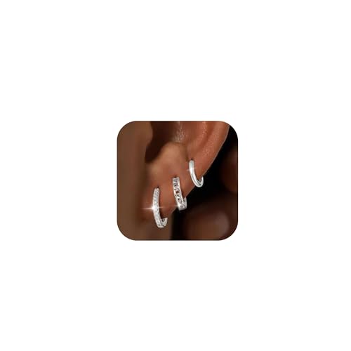 FUNEIA 3 14K Vergoldet Hypoallergen Wasserfest Mehrere Ohrloecher Piercings Schmuck
