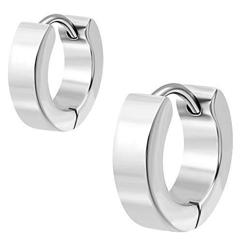 schmuxxi Creolen Ohrringe Klappcreolen aus Edelstahl silber I hochwertig und modern I Schmuck Set für Damen und Herren