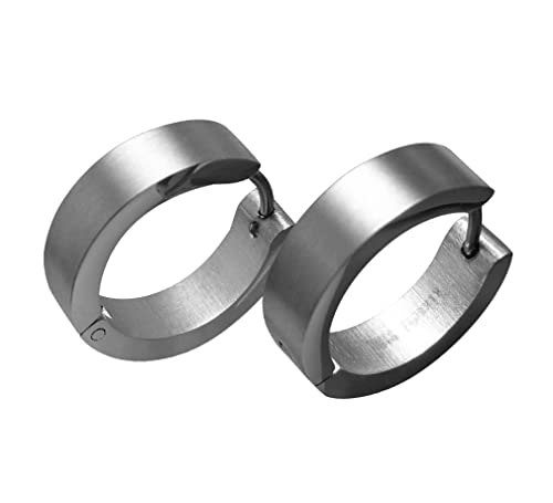 Kikuchi Ohrringe Titan Stäbchen Edelstahl Creolen Kantig Matt Silber Frau Herr 12 18 nach Wahl 18 5