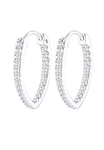 Elli Ohrringe Damen Creolen Elegant Oval mit Zirkonia Kristallen in 925 Sterling Silber