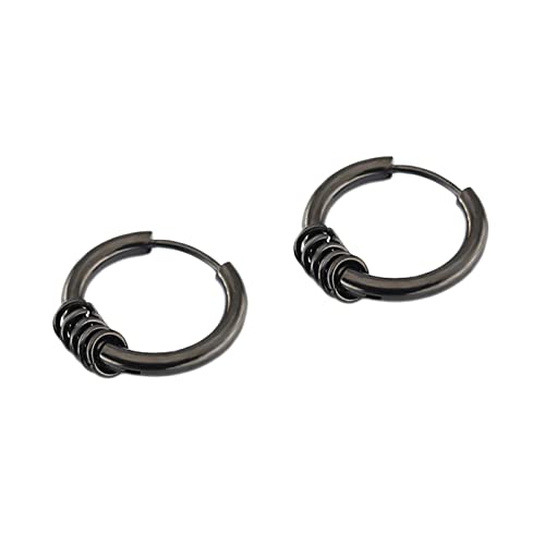 Lieson Titan Ohrringe Männer Frauen Ohrringe Creolen Schwarz Ohrstecker 18 MM Rund Mit Kreisn