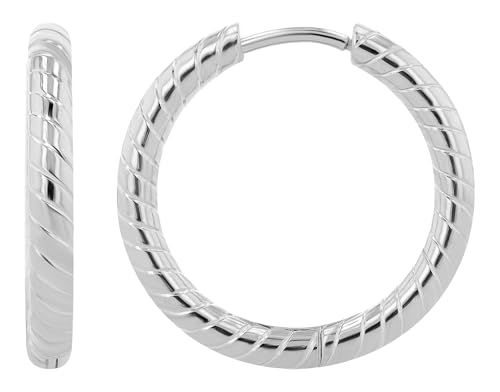 Akzent Wasserfeste Edelstahl Ohrringe Creolen in Silber für Damen 100% Wasserfest Hautverträglich