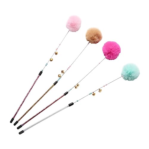 TOYANDONA 2stücke Katzenspielzeug Federwedel für Katzen Pack mit Plüschball Glöckchen Abs Perlen Interaktives Katzen Spielzeug zum Kratzen Verhindern zu Hause Spielen