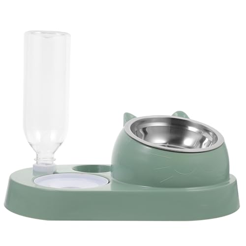 Lurrose Automatischer Haustier futterspender mit Wasserstation Abnehmbar und rutschfest Großer Futternapf aus Edelstahl Eleganter Futterautomat für Hunde und Katzen Stabile