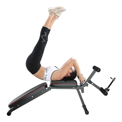 VCYEX Faltbar Trainingsbank FüR Zuhause 5-Fach Verstellbar Hantelbank Multifunktion Hantelbank mit Gewichten FüR Unterschiedliche FitnessbedüRfnisse Black 162x111x48cm
