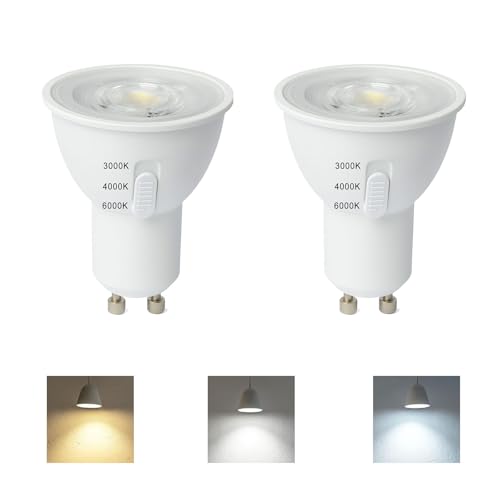 Euxper GU10 LED Lampen 5W 3 Farbtemperaturen 3000K 4000K 6000K ersetzt 50W Halogen 38 Spot Flickerfrei Nicht Dimmbar Energiesparende GU10 LED Leuchtmittel für Zuhause 2er Pack