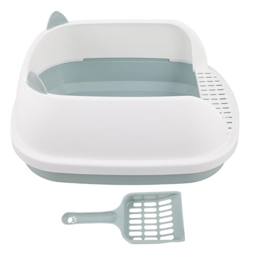 Kisangel Halbgeschlossene Katzentoilette Klein aus Bruchfestem Kunststoff mit Hohen Seitenwänden Spritzschutz Abnehmbar Geruchsarm für Kätzchen und Kleine Räume