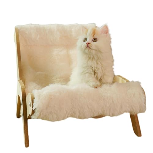 Katzen-Holzsofa elegante Katzen-Couch Haustier-Schaukelstuhl niedliche Tiermöbel hergestellt aus Plüsch und Holzmaterial weiches beruhigendes Bett für Welpen 37 x 50 cm
