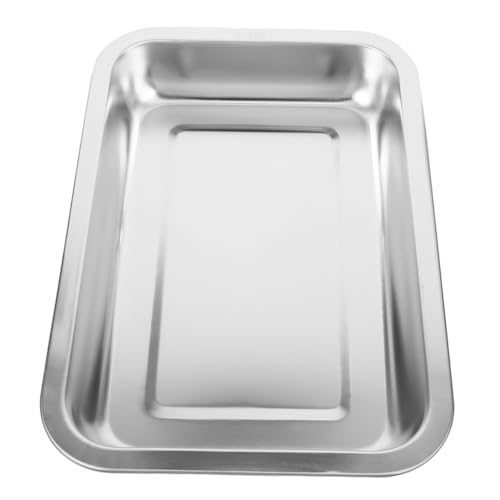 POPETPOP Edelstahl Katzentoilette Offen Klein 304 Material 32x22x4 8cm Katzensicher Geruchsfrei für Kätzchen und Katzen