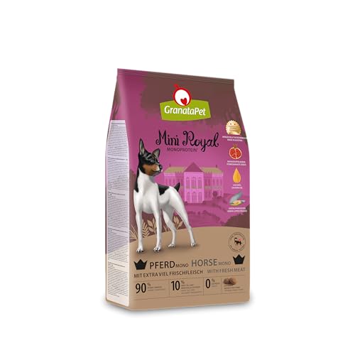 GranataPet Mini Royal Pferd Mono Monoprotein-Trockenfutter für Hunde Hundefutter ohne Getreide ohne Zuckerzusatz Alleinfuttermittel für ausgewachsene Hunde 1 kg