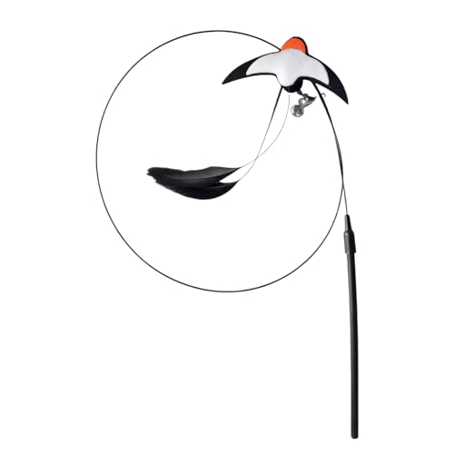 Aznever Katzenangel Schwalben Design Beschäftigungsspiel Katzenspielzeug Angel mit Glöckchen - Zum Training nach dem Fressen gegen Langeweile für geistige Anregung im Haus Wohnzimmer Schlafzimmer