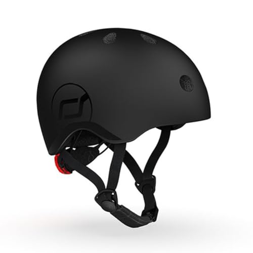 Scoot and Ride Babyhelm XX-Small bis Small 45-51 cm verstellbare Passform leichtes Design atmungsaktive Belüftung Magnetschnalle sicherheitszertifiziert Schwarz