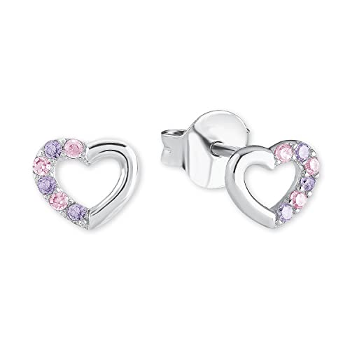 Prinzessin Lillifee Ohrstecker 925 Sterling Silber Mädchen Kinder Ohrschmuck mit Zirkonia synth. 0 5 cm Silber Herz Kommt in Schmuck Geschenk Box 2021106