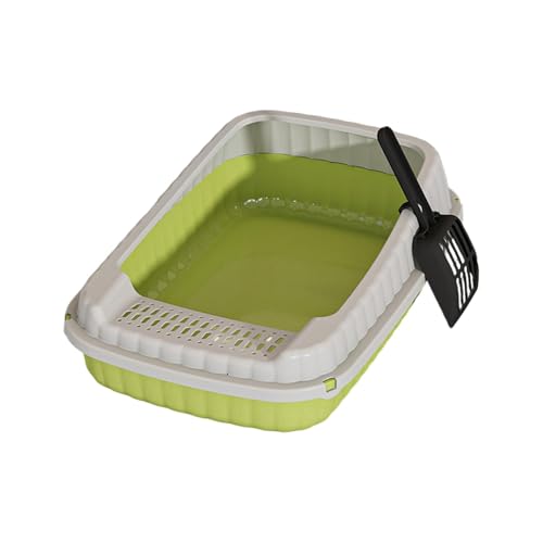 Offene Katzentoilette mit Schaufel 48x32cm Katzen klo ohne Deckel Katzenklo offen hoher Rand Cat Litter Box Katzen klo für Kätzchen Grün