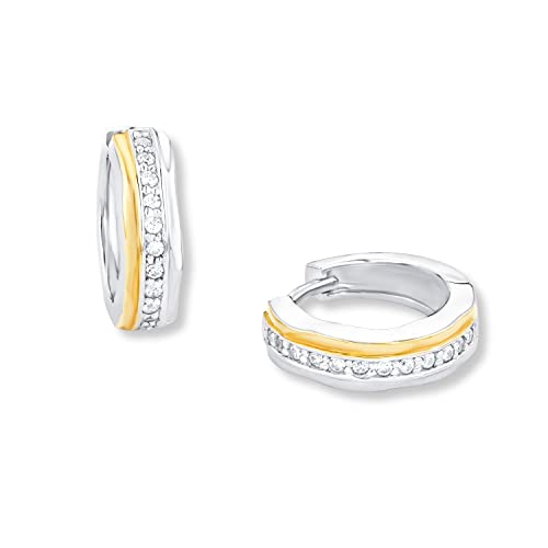 Amor Creolen 925 Sterling Silber Damen Ohrschmuck mit Zirkonia synth. 1 5 cm Bicolor Kommt in Schmuck Geschenk Box 2022350