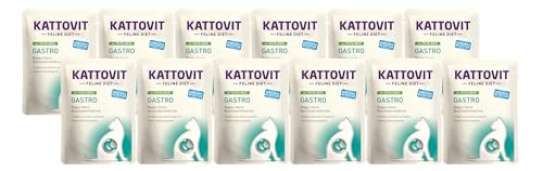 Kattovit Feline Diet Gastro 12 x 85g Pute Reis Für Katzen mit Gastro-intestinalen Problemen fettarm und leicht verdaulich Nassfutter