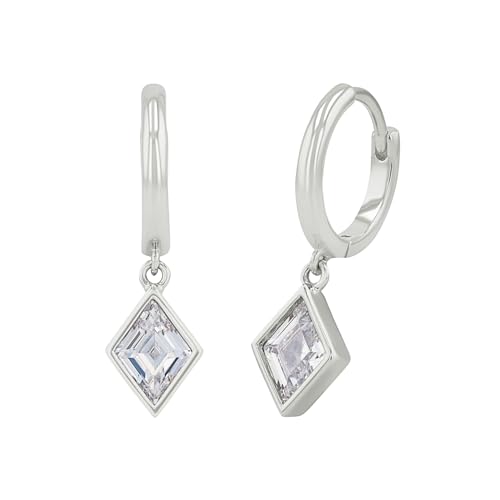 NOELANI Creolen 925 Sterling Silber Damen Ohrschmuck mit Zirkonia synth. 2 1 cm Weiß Kommt in Schmuck Geschenk Box 2038762