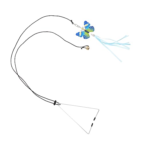 VICASKY Wear Resistant Hängendes Katzenspielzeug mit Blauem Schmetterling Interaktiver Katzen Teaser mit Dreieckshaken für Wohnungskatzen zur Selbstbeschäftigung und Bewegungsspielzeug