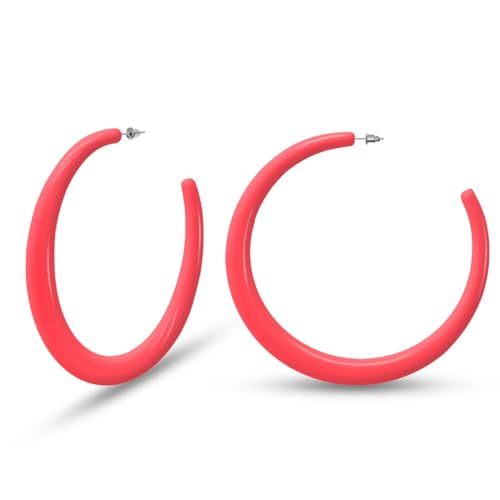 Soul-Cats Oversized Creolen farbig 80mm Kunststoff Sommer-Must-have Statement in der Farbe pink