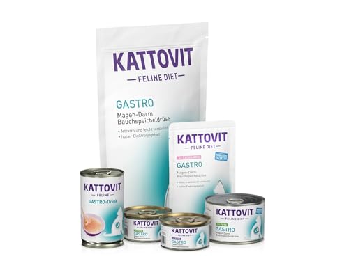 KATTOVIT - Gastro Probierpaket Small für ausgewachsene Katzen zur Unterstützung des Magen-Darm-Systems Trockenfutter Nassfutter als Alleinfuttermittel und Katzendrink als Snack