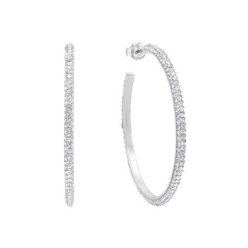 Amor Creolen 925 Sterling Silber Damen Ohrschmuck mit Glas 5 5 cm Silber Kommt in Schmuck Geschenk Box 2033593