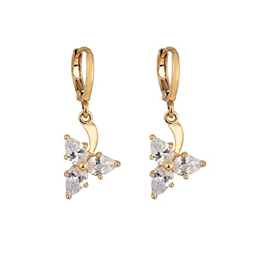 Beydodo Ohrringe Gold 750 Damen Creolen Anhänger Kleeblatt mit Tropfen Moissanit Ohrringe Creolen Hochzeit Frauen Nickelfrei