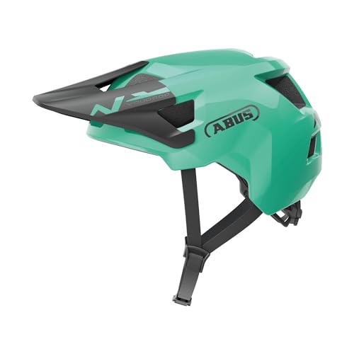 ABUS MTB-Helm YouDrop - Fahrradhelm für Kinder und Jugendliche - für den Alltag oder Touren im Gelände - mit Platz für einen Zopf - Hellgrün Größe S