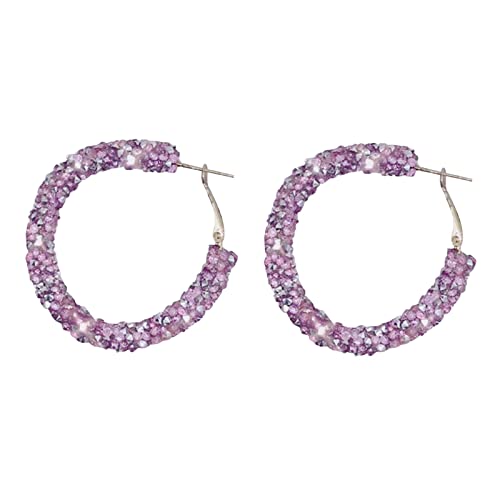 Ohrringe Riesig Creolen Wrapped Gold Plated Circle Statement Strass Dangle Drop Ohrringe für Frauen Mädchen Schmuck Kinder Ohrringe Mädchen Chirurgenstahl Pink One Size