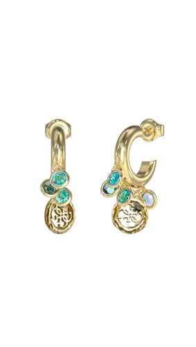 Guess Damen-Ohrringe Creolen Crystal Charms 4G Blau Gold JUBE05095JWYGAQ