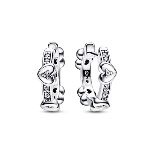 Pandora Strahlende Funkelnde Herzen Creolen aus Sterlingsilber mit Zirkonia in der Farbe Silber Pandora Moments Collection 292498C01