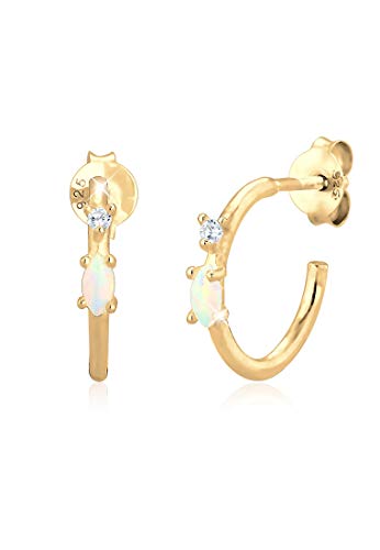 Elli Ohrringe Damen Creole Marquise Opal Zirkonia in 925 Sterling Silber