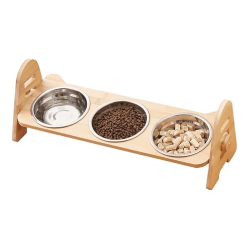 Katzen-Futterstation geneigter Futternapfständer dreifacher Napfhalter ergonomischer erhöhter -Esskomfort auslaufsicher sichere Fütterungseinrichtung für Zuhause Küche Schlafzimmer