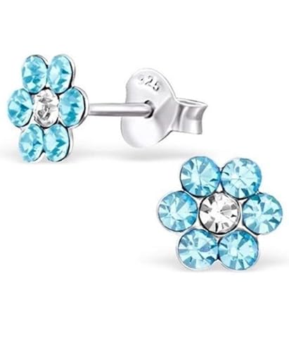 Kristall Blume Ohrstecker 925 Echt Silber Ohrringe Kinder Mädchen