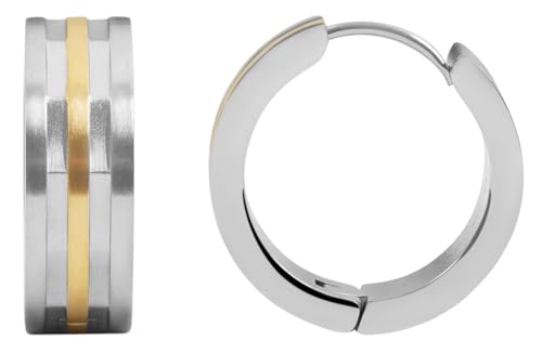 Akzent Wasserfeste Edelstahl Ohrringe Creolen in Bicolor für Damen 100% Wasserfest Hautverträglich