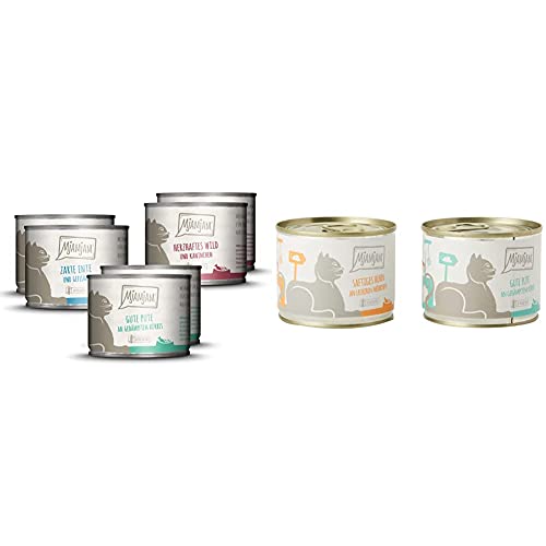 MjAMjAM - Premium Nassfutter für Katzen - Mixpaket II - Wild Kaninchen Pute Ente Geflügel 1er Pack 6 x 200 g Premium Nassfutter für Katzen - Monopaket 1 6er Pack 6 x 200 g
