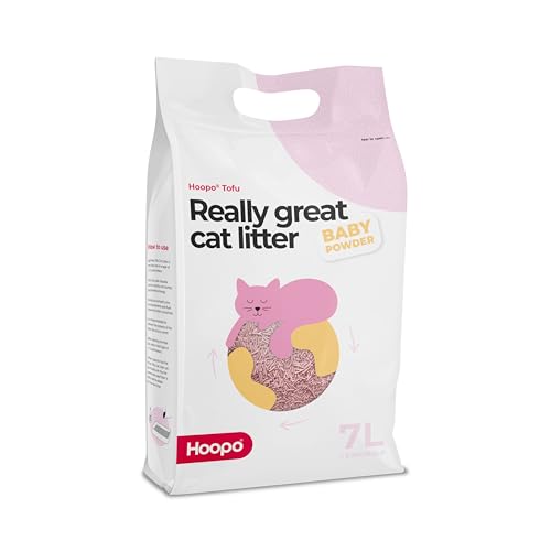 Hoopo Tofu Babypuder-Katzenstreu Bio-Katzenstreu völlig staubfrei klumpend ohne Geruch wirksam gegen unangenehme Gerüche 7L