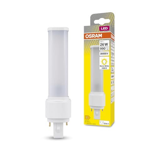 Osram DULUX D 26 LED-Lampe für G24D-3 Sockel 10 Watt 920 Lumen Warmweiß 3000K rotierbar Ersatz für herkömmliches 26W-Dulux Leuchtmittel