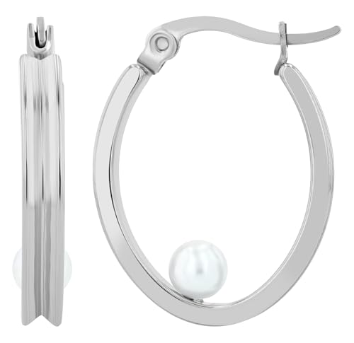 Akzent Wasserfeste Edelstahl Ohrringe Creolen in Silber für Damen 100% Wasserfest Hautverträglich