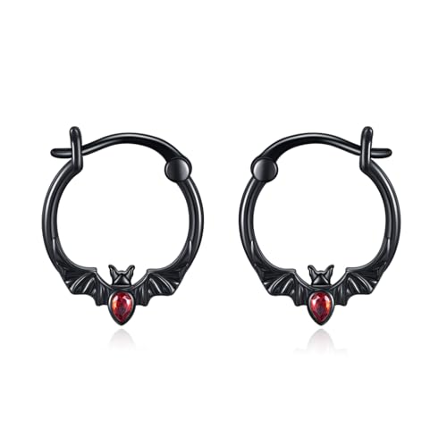ONEFINITY Fledermaus Ohrringe 925 Sterling Silber Fledermaus Creolen Halloween Ohrringe Gothic Schmuck Geschenk Für Damen