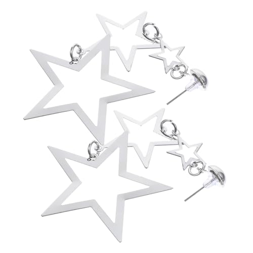KOMBIUDA 1 Paar Ohrschmuck Kleine Silberne Creolen Sternohrringe Ohrringe Für Damen Goldene Creolen Für Damen Sterlingsilber Sternohrringe Sternohrringe Für Damen Guess Weißes