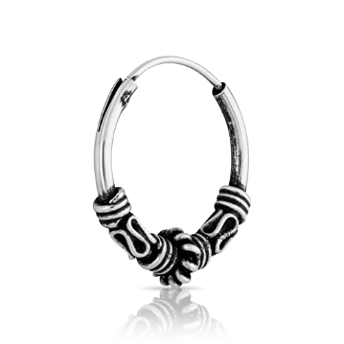 NKlaus Creole einzel Ohrring 14mm Bali verziert Schlange Celtic 925 Sterlingsilber 4959