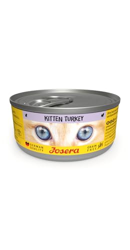JOSERA Nassfutter Kitten Turkey 12 x 85 g Kitten Premium Katzenfutter nass für wachsende Katzen Pute leckere Geflügelbrühe getreidefrei Anti-Haarballen Alleinfutter 12er Pack