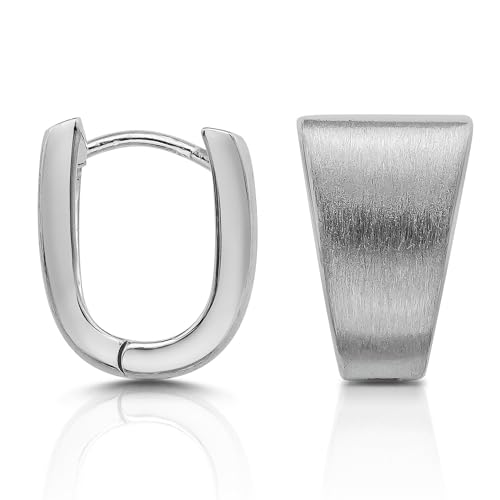 Cassini Ovale Creolen Silber 925 Mattierte Klappcreolen für Damen Mittelgroß Allergiefrei Elegante Silberohrringe für Alltag Büro und besondere Geschenkideen 3CSY