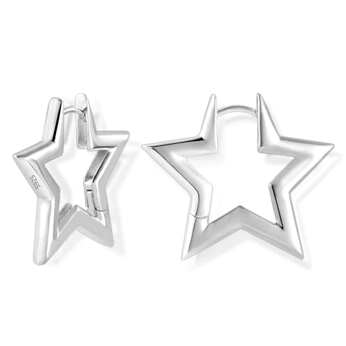 ALEXCRAFT Stern Creolen Ohrringe Silber 925 Klein für Damen Geschenk für Frauen Freundin Mama Mädchen